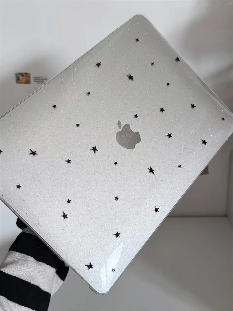 Glitter Black Stars New Laptop Case For Macbook 13Neo A3404 Air 13.6 M4 M3 M2 A2681 A3113 A3240 Air13.3 Air15 Protective Cover