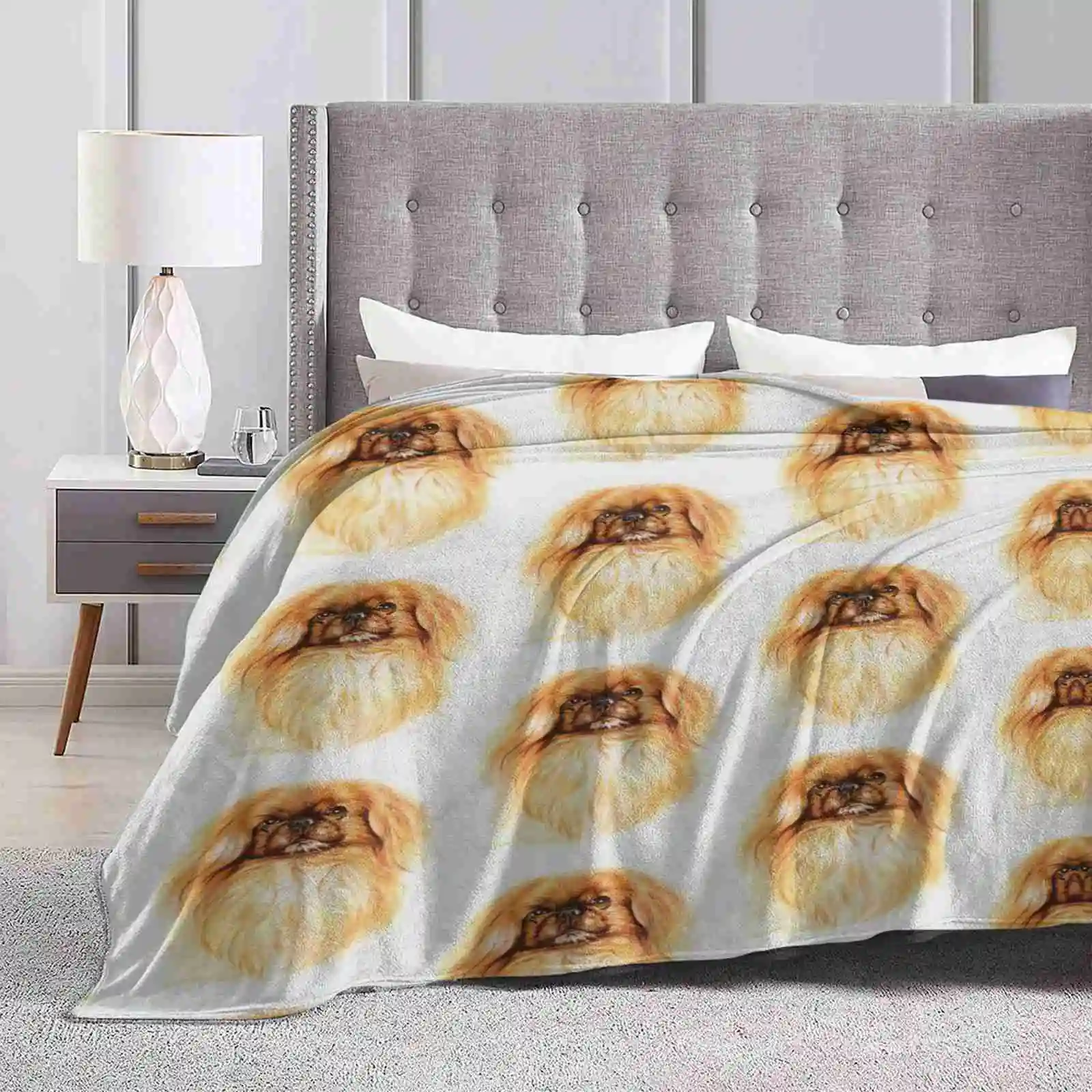 Pekingese In Watercolor Soft Warm Throw Blanket Toy Group Dog Pet Canine Domestic Animal Mammal Nature Purebred Realism