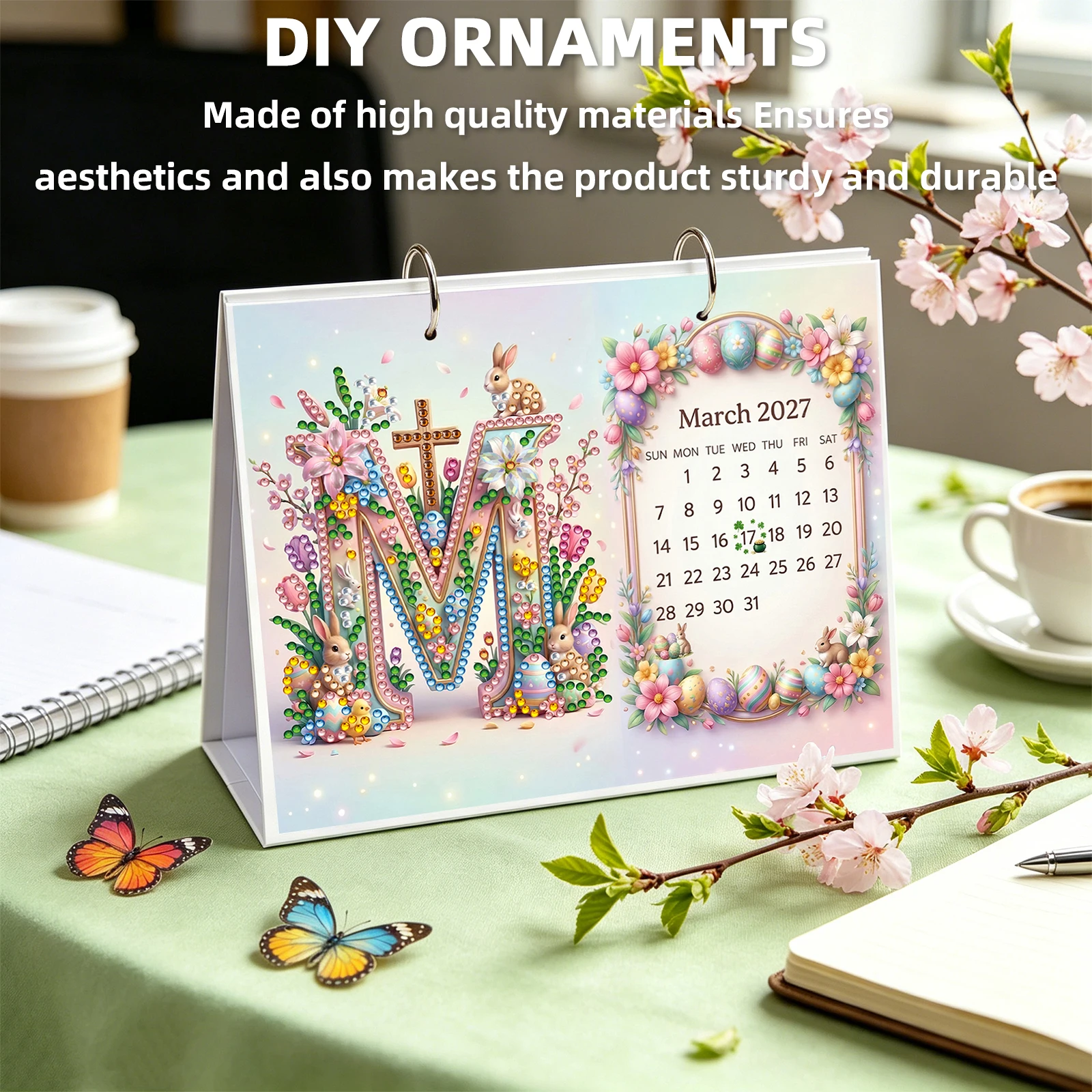 

2027 DIY Diamond Painting Calendar Set with Irregular Shaped Diamonds Calendar Desktop Ornament Multipurpose for Idea Home Decor