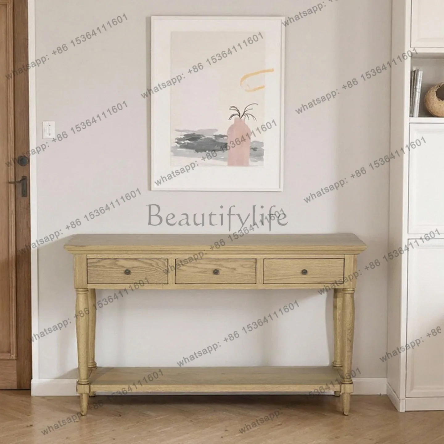 

Американский ретро-шкаф из массива дерева для прихожей, французский стиль, легкий люкс, маленький пристенный шкафчик