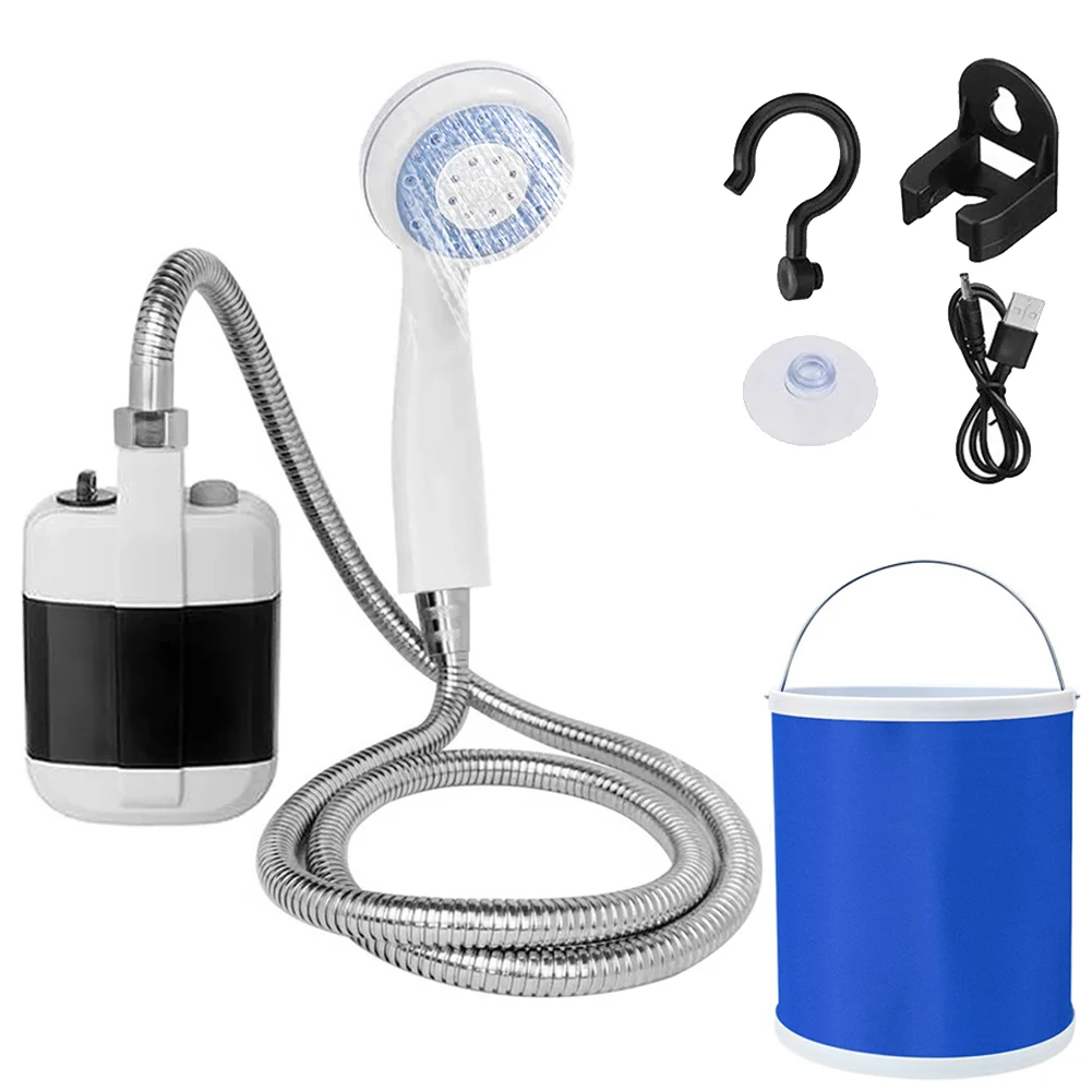 

Портативный душевой набор для кемпинга со шлангом, ведро для кемпинга, душевой набор, ручной водяной насос для пеших прогулок, путешествий, мойки автомобилей, ванны для домашних животных на колесах