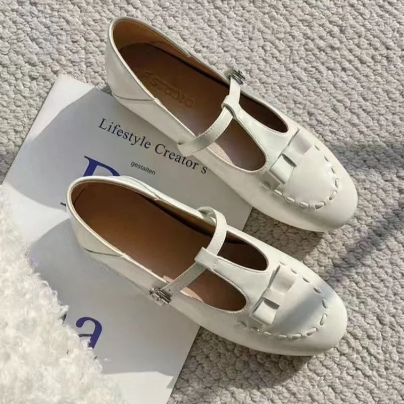 New French Roped Mary Jane Shoes 2025 Summer  White Summer Women's Shoes Breathable Versatile Flats