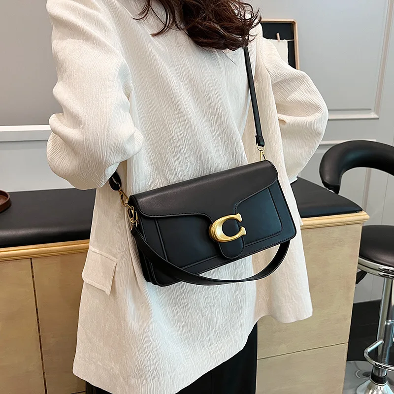 

2025 New Women's High-End Pure Color Simple Square Bag Multi-Layer Commuting Single Shoulder Bag Neutral Minimalist Style