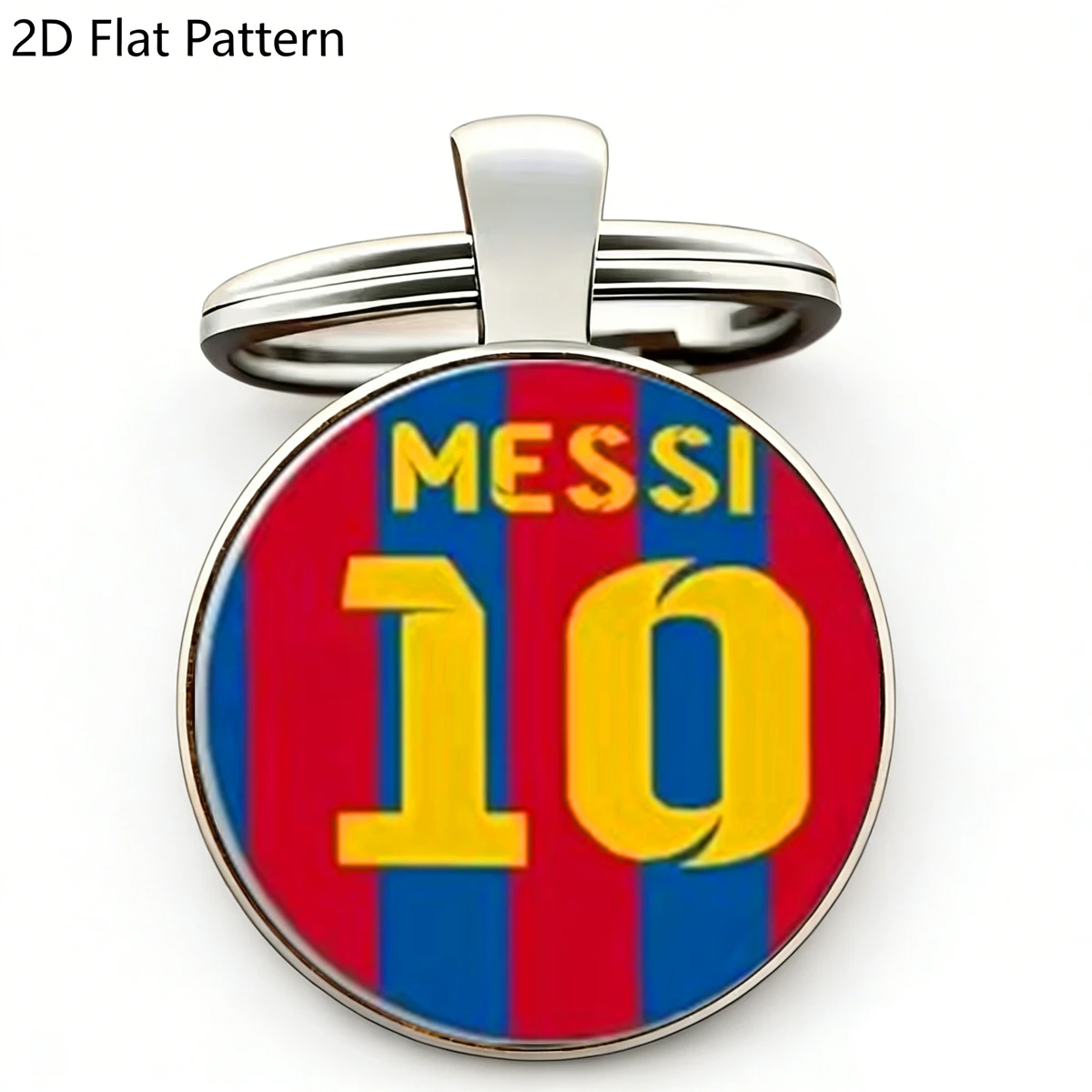 1pc Messi #10 Barcelona Glass Dome Keychain, Soccer Star Barcelona Fan Keyring Gift, 2D Soccer Jersey Key Ring Pendent
