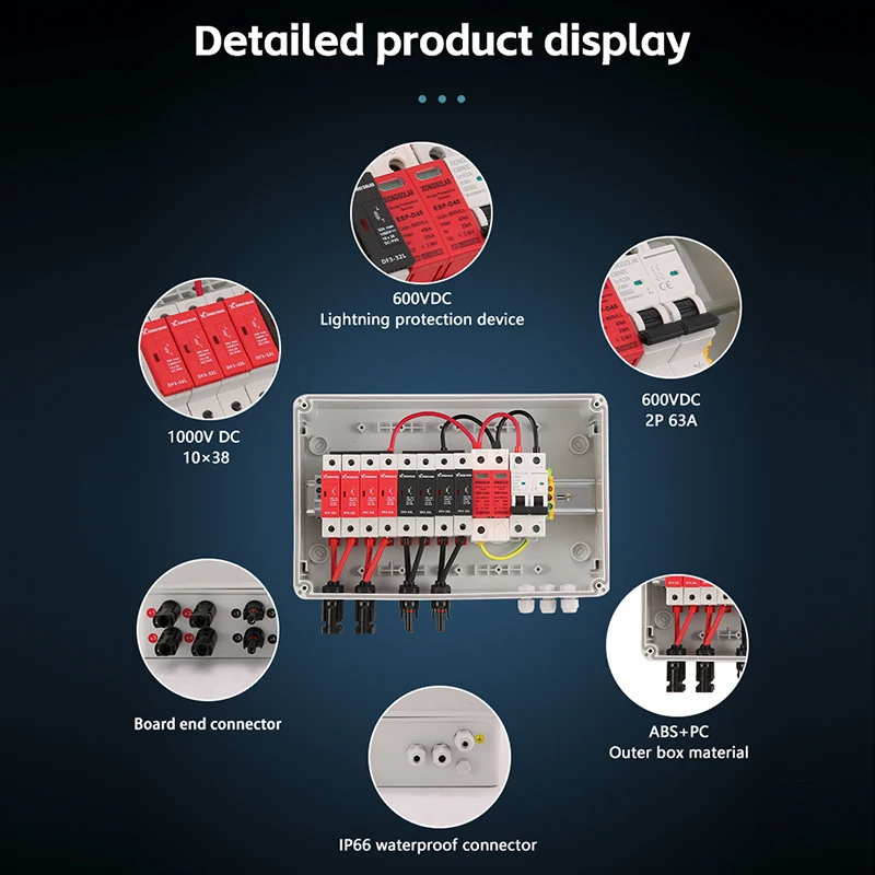 XIONGISOLAR 맞춤형 4 in 1 Out 4 스트링 태양광 발전 Pv Dc 어레이 태양광 패널 시스템용 플라스틱 배터리 결합기 상자