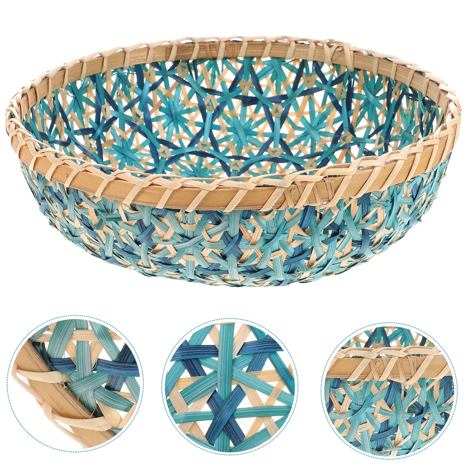 

Bamboo Wall Hanging Decor Handmade Woven Basket Fruit Storage Plate Portable Home Office Decoration Lighting Accessory