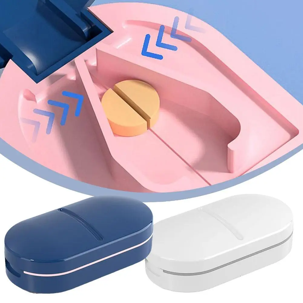 Portable Medicine Pill Cutter Box Grinder Splitter Storage Boxes Mini Case Pill Divider Slicer Holder F9N6