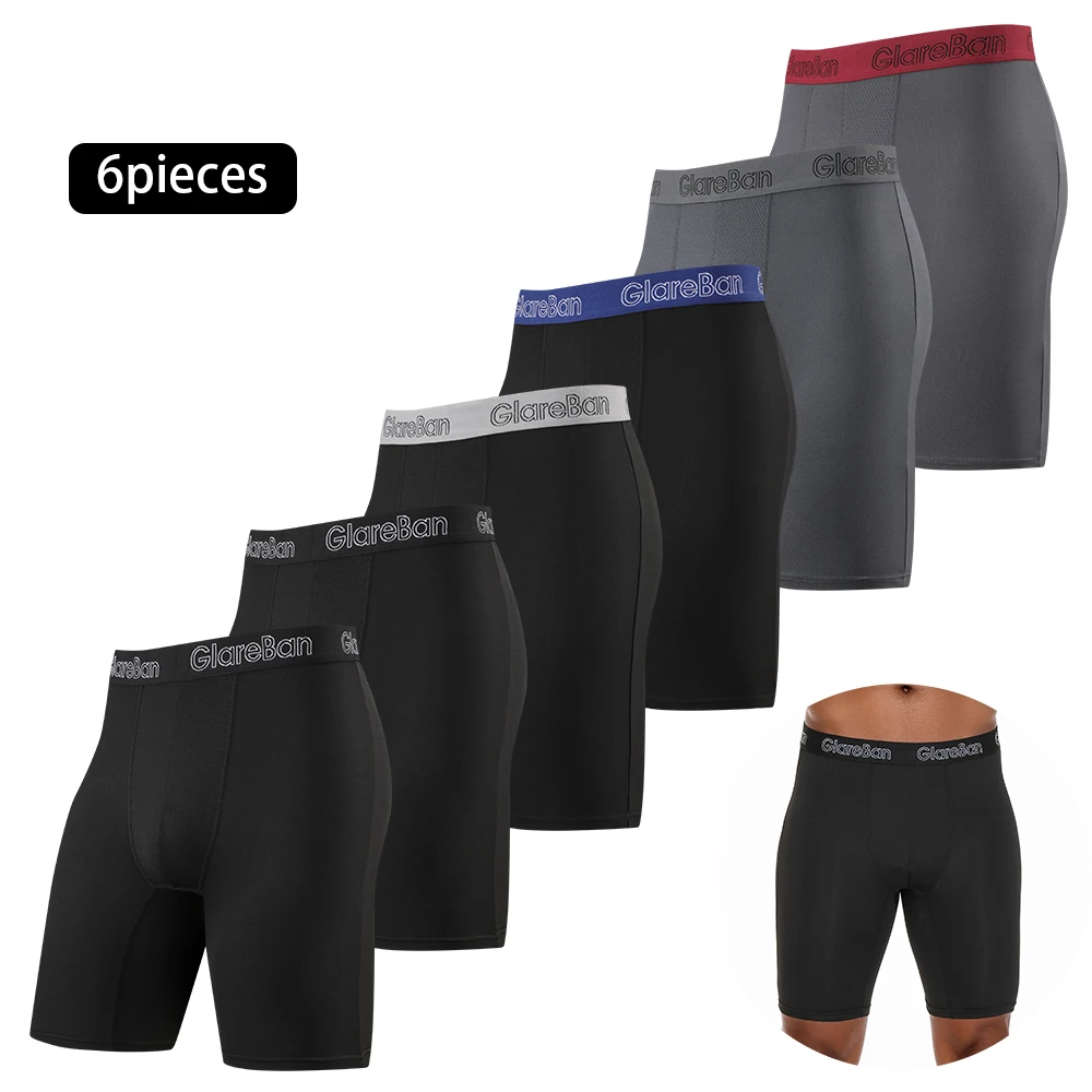 6 pezzi Set boxer a gamba lunga da uomo intimo maschile mutandine e mutande di marca per Homme set di lusso pantaloncini scatola slip morbidi