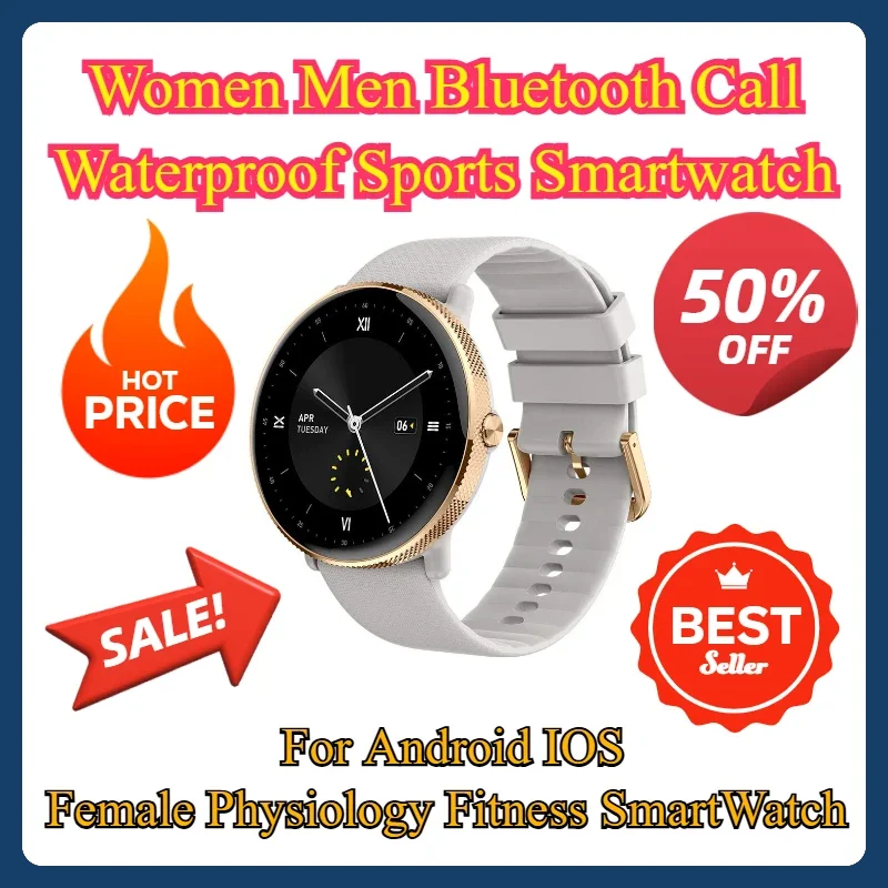 

Women Men Bluetooth Call Waterproof Sports Smartwatch For Android IOS Female Physiology Fitness SmartWatch