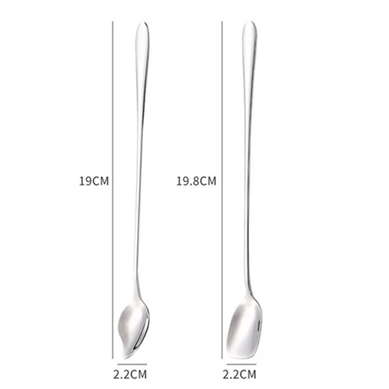 Silver Long Handle Tea Spoon 304 Stainless Steel Creative Mini Mixing Coffee Ice Cream Teaspoons  Tableware Kitchen Utensils