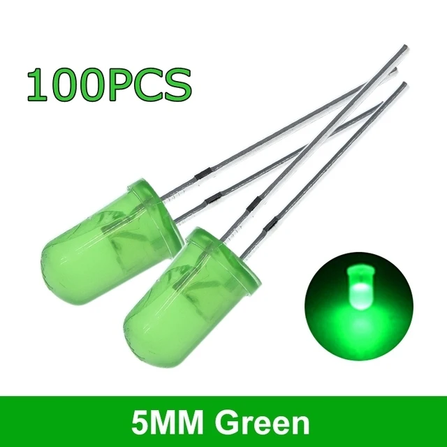 BoRui 5 colors x20pcs =100pcs F5 5MM Round Yellow White Red Green Blue Diffused Round DIP Diode LED Lamp Light