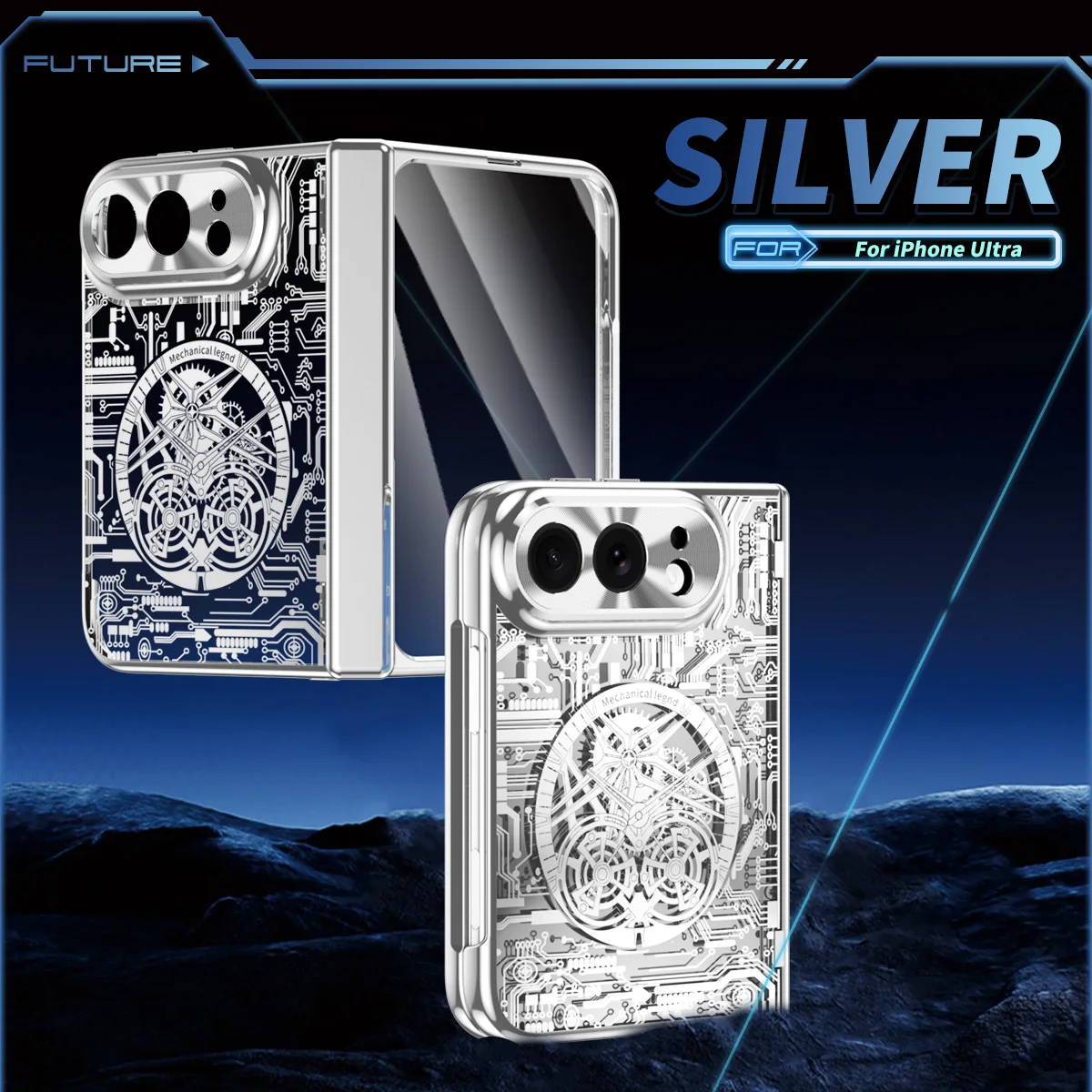 For Iphone Duo Tempered Glass Film Luxury Texture Trendy Design Electroplated Craft Hinge Protection Shockproof Cover