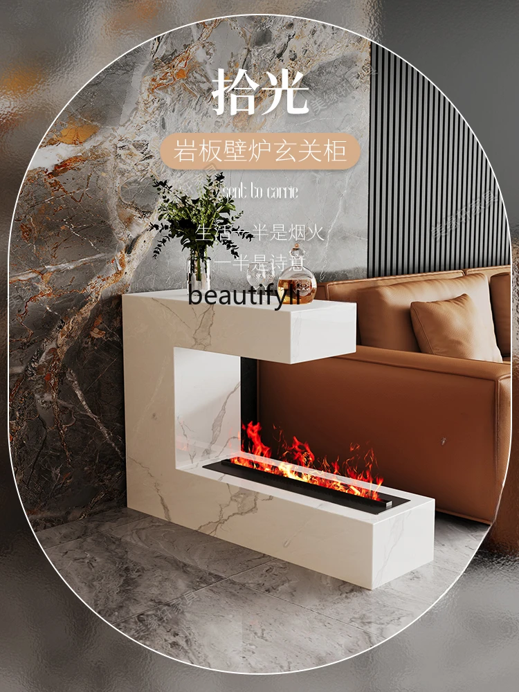 Full Stone Plate Living Room Decoration Hallway with Fireplace Humidifier Entrance Bar Counter