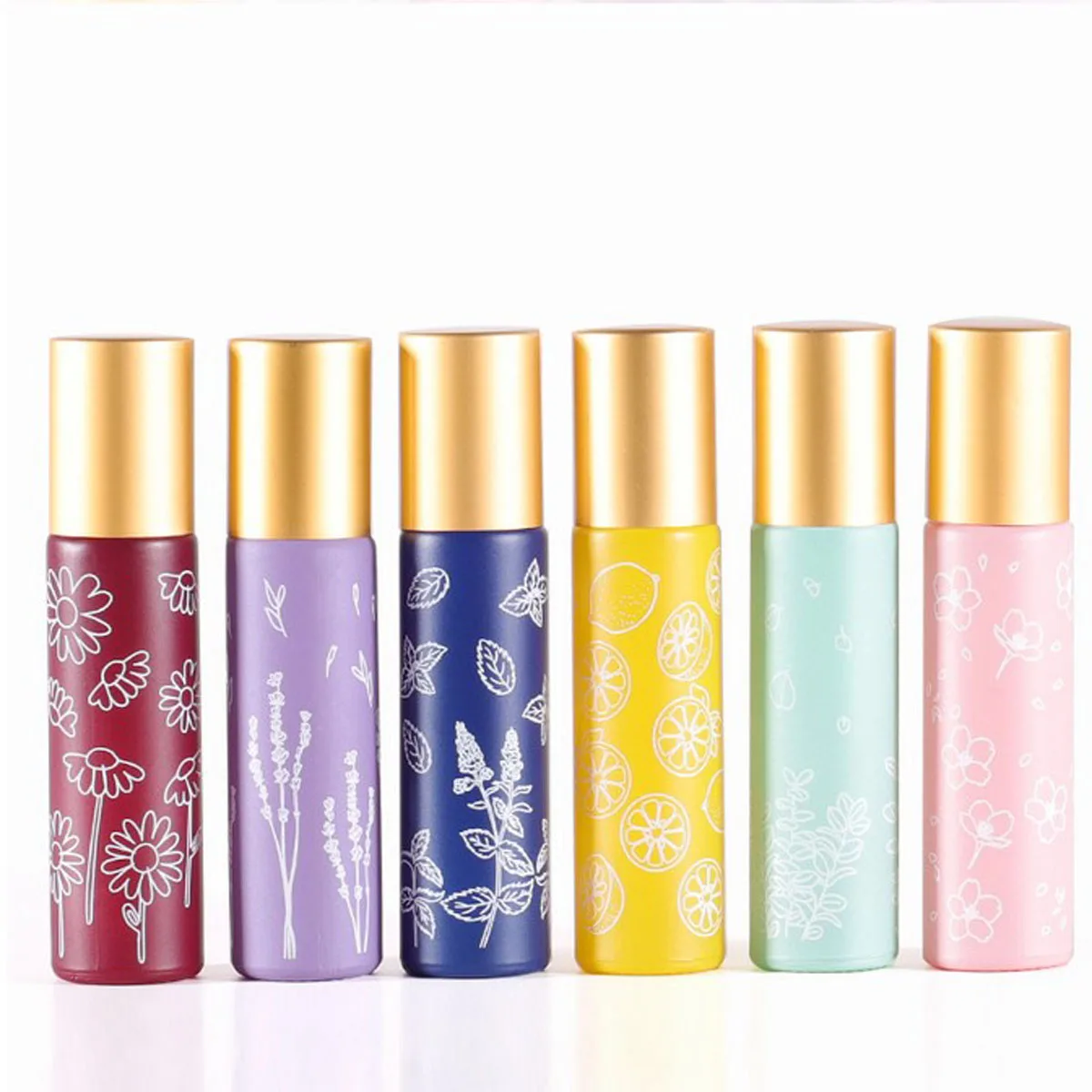 6X 12X 10ML Macaron Glass Roll On Bottle Steel Roller Ball for Perfume Aromatherapy Essential Oils Refillable Empty Portable NEW