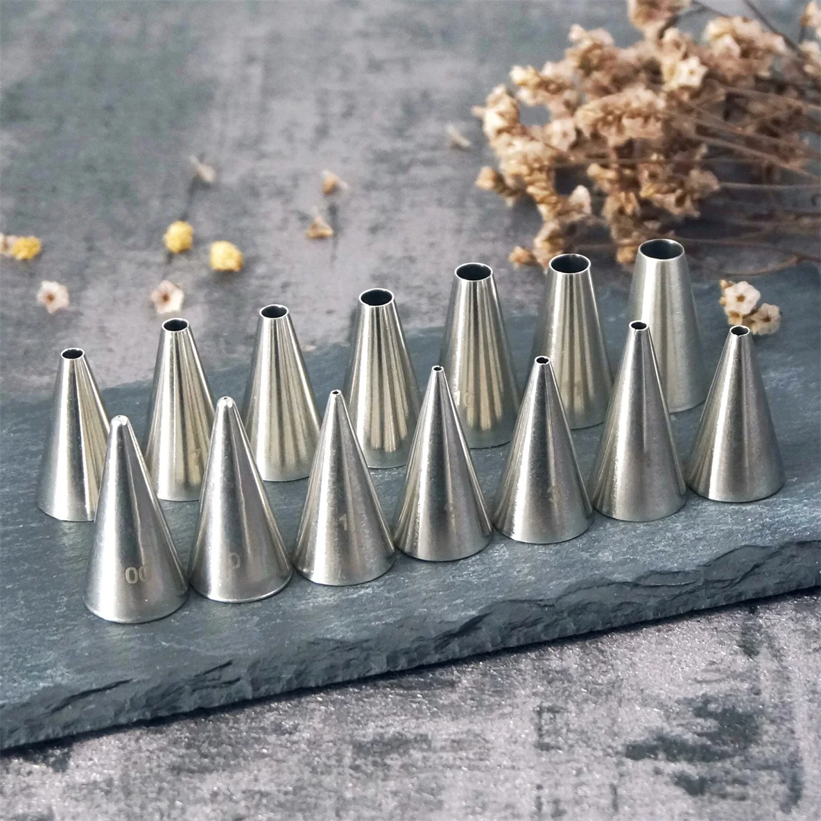 

#00~12 Round Dot Piping Nozzles Pastry Icing Tips Fondant Cup Cake Chocolate Baking Decorating Tools Stainless Steel