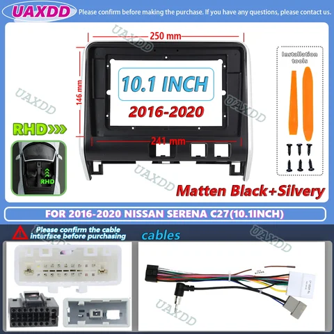 2 DIN Android-панель для автомагнитолы с рамкой для Nissan SERENA C27 2016-2022, 9/10.1 дюймов, с кабелем и видеопроводкой