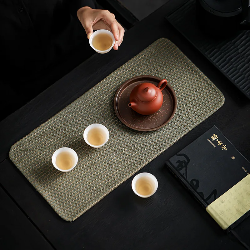 Light luxuryZen-styletea table runner,fabric tea mat and cup mat specially for tea ceremony teaset arrangement fordryt eabrewing