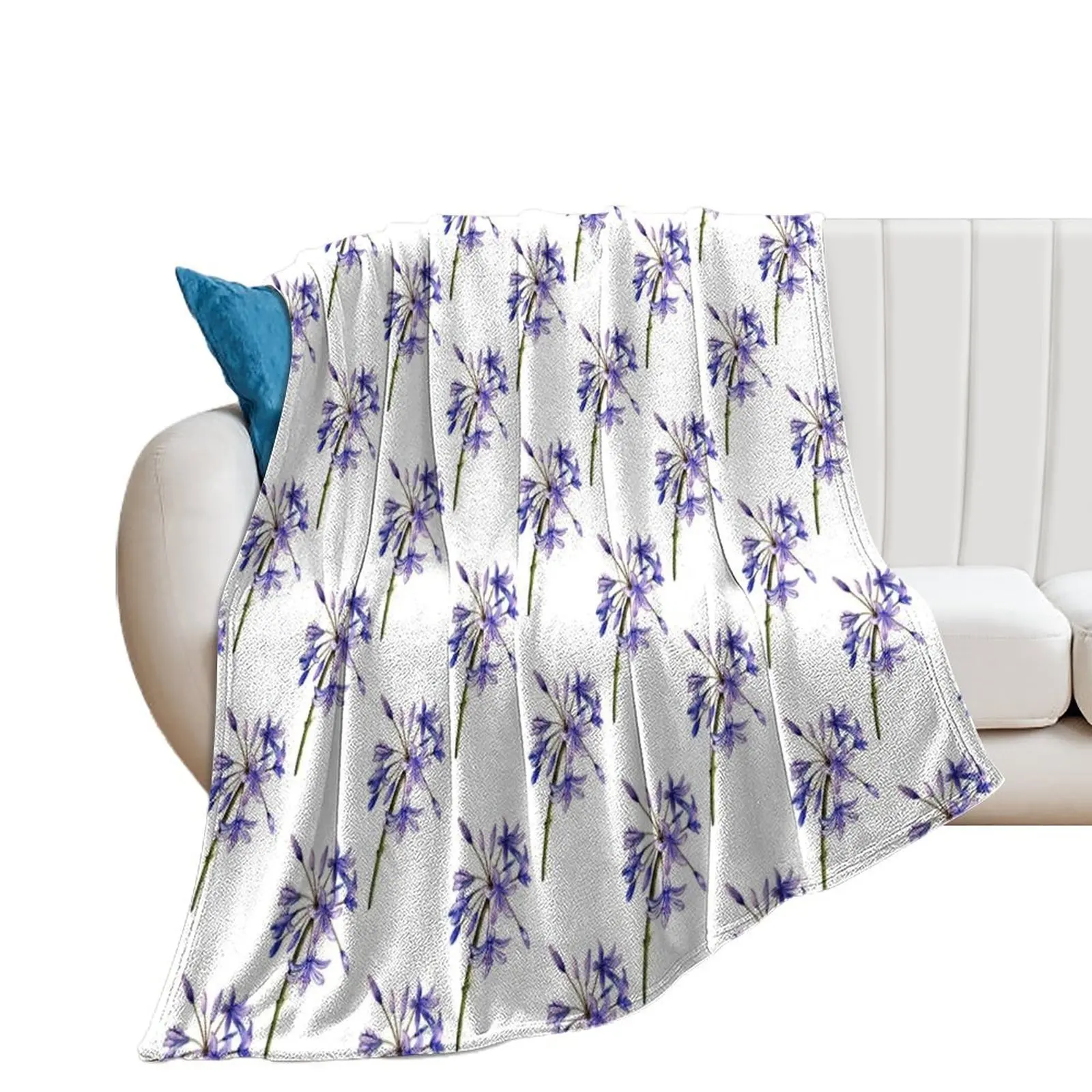 Agapanthus - Flowers Throw Blanket Single Hairy Soft Plaid Blankets