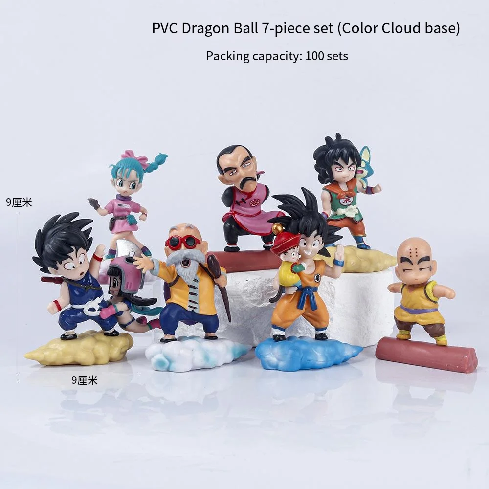 7Pcs/Lot Cartoon Dragon Ball On Somersault Rosy Clouds Son Goku Master Roshi Kame Sennin Bulma Action Figurine Model Toys Gifts