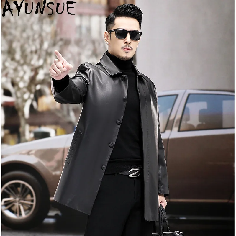 AYUNSUE New Genuine Leather Jacket Men Clothing Real Sheepskin Jackets for Men High Quality Men clothing Chamarras Para Hombre