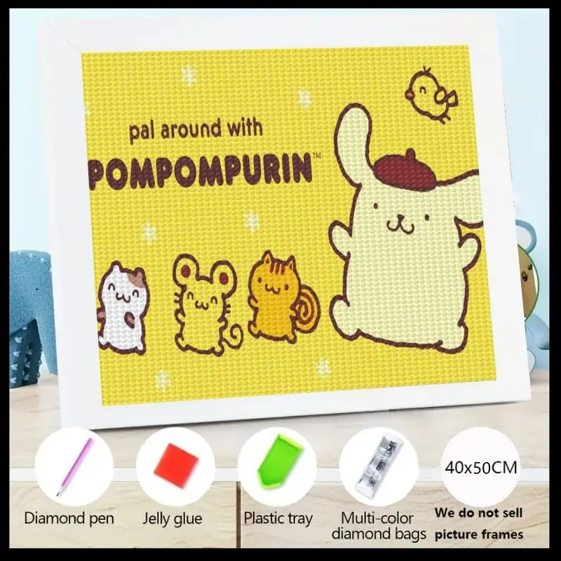 

1 шт. 5D набор для алмазной живописи, милый помпурин и друзья Sanrio мультфильм полная дрель кристалл горный хрусталь алмазный художественный набор, поделка своими руками