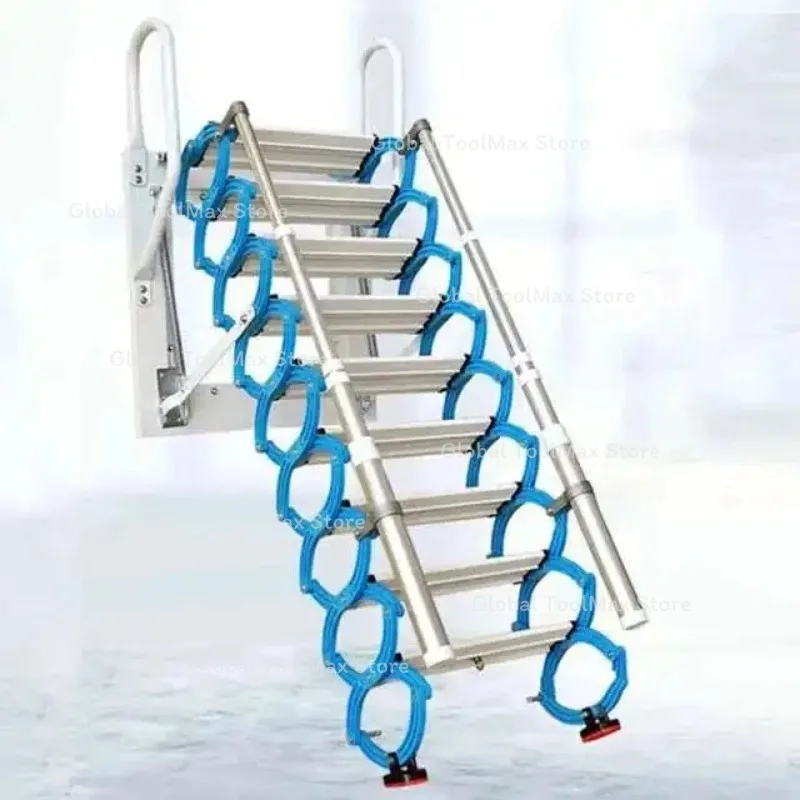 Invisible Folding Ladder Wall-mounted Attic Retractable Stairs Home Lifting Indoor Outdoor Simple Stretching Loft Ladder