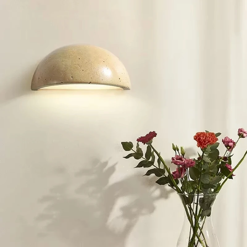 Luma Modern Design Sense Semi Circular Living Room Corridor Background Wall Light Wabi Sabi Bedside Stone Decorative Sconce Lamp