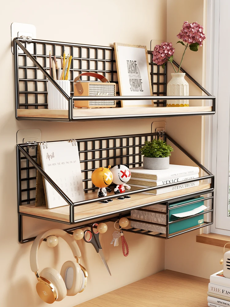 

Wall shelf No punching Student dormitory Bedside bunk Dormitory artifact Wall hanging basket Bedroom storage shelf