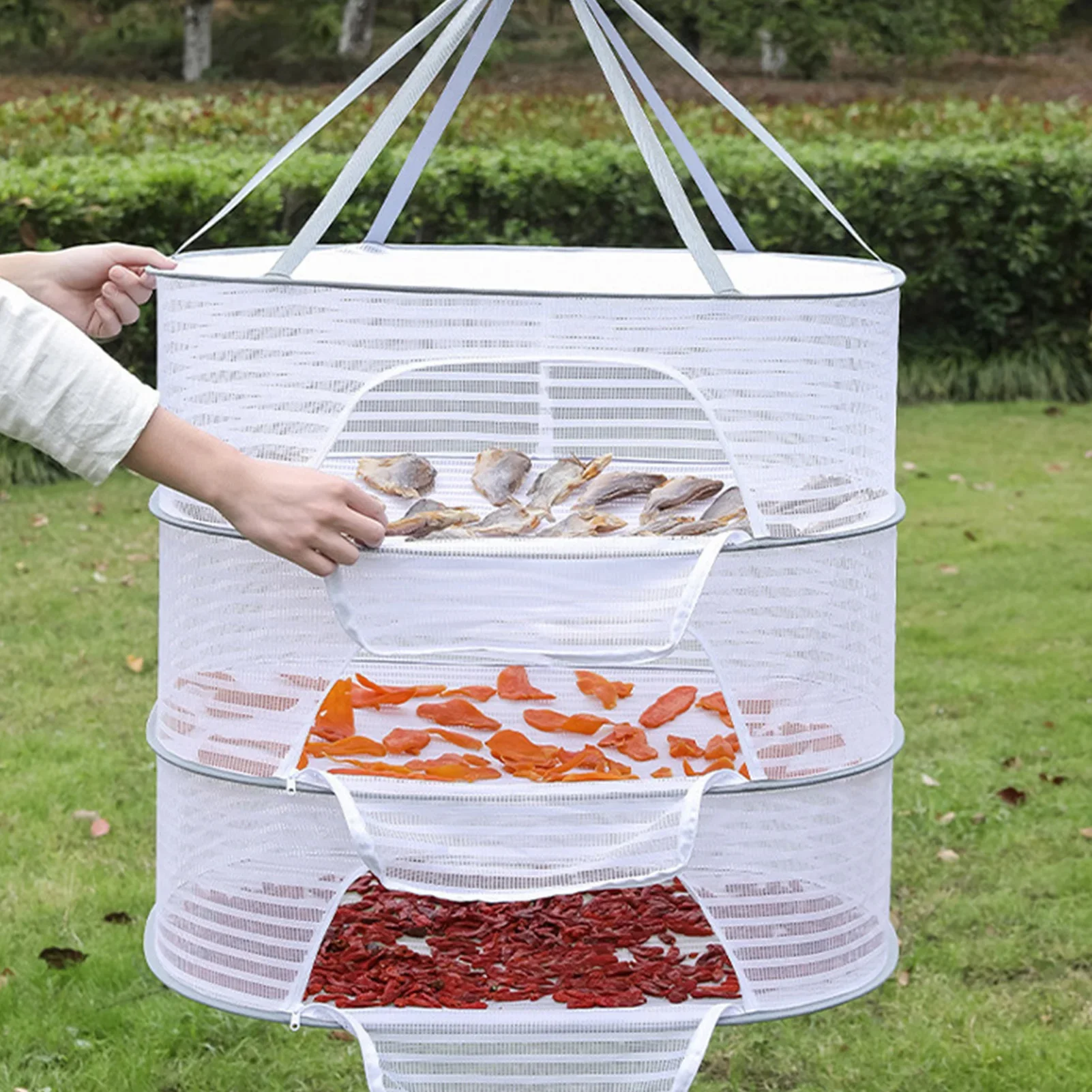 1/2/3 Layer Foldable Hanging Dry Rack Fly Trap Net for Balcony Hanging Drying Food Fish Vegetables Laundry Drying Mesh Bag