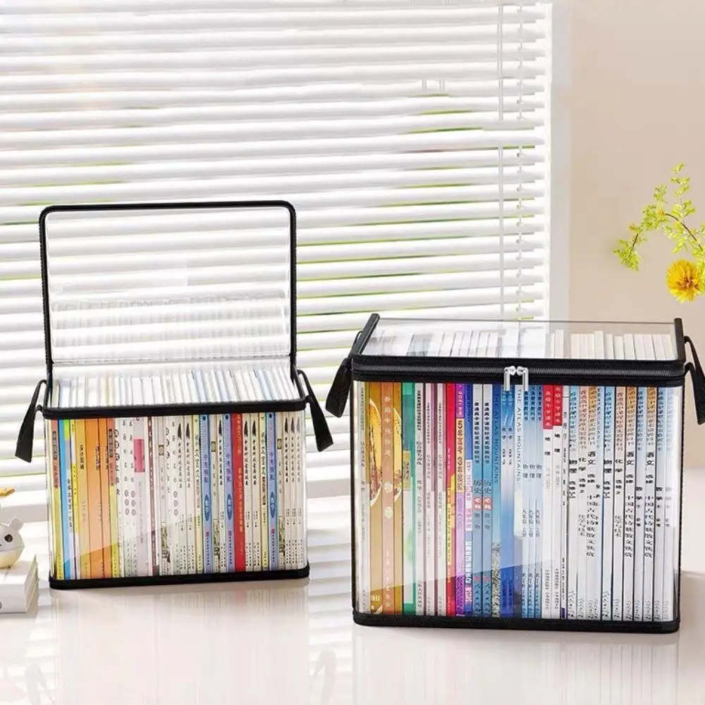 Hot Large Capacity Portable Book Storage Box Student Classroom Sorting Storage Bag Transparent  Waterproof Workbook Storage Box