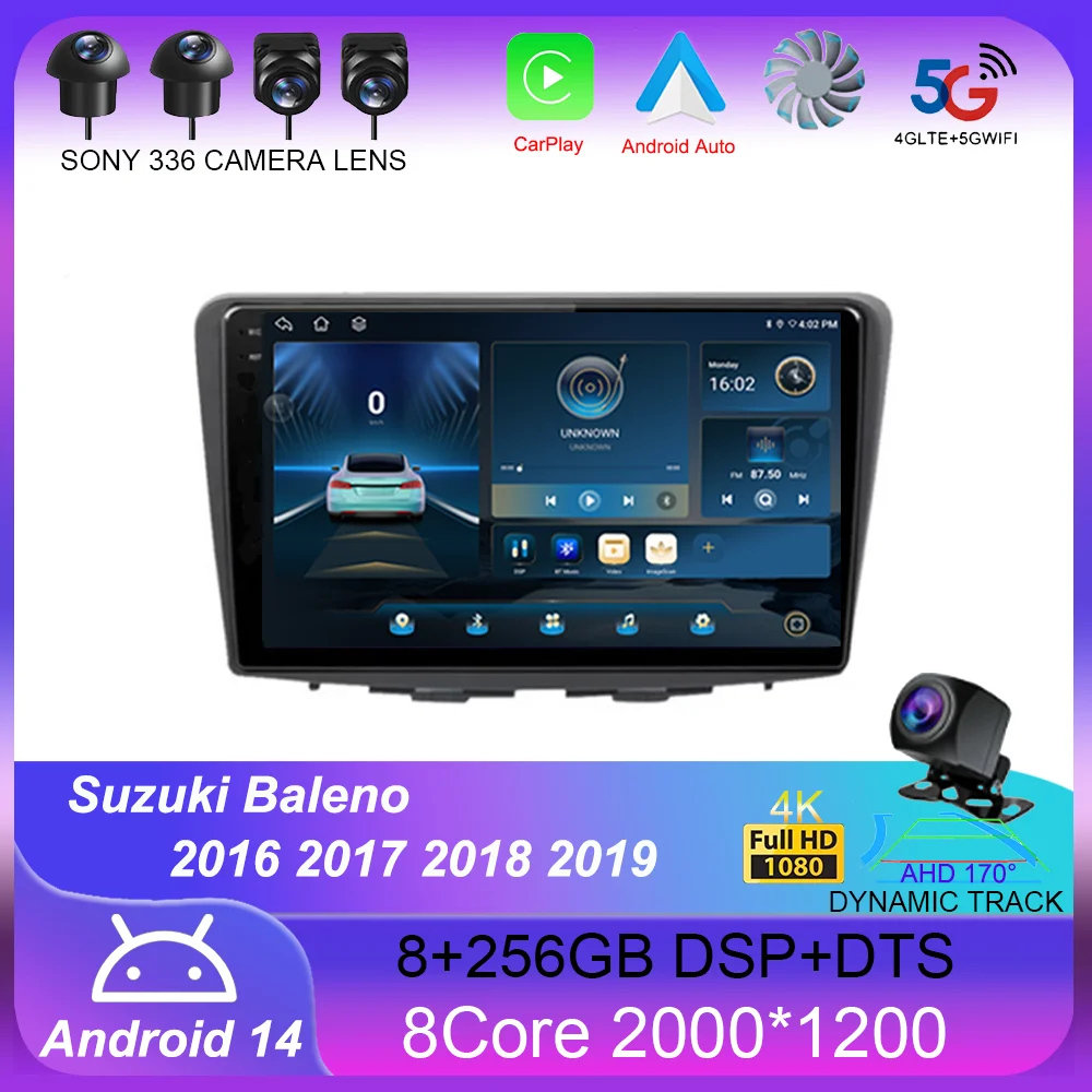 

Android 14 для Suzuki Baleno 2016 2017 2018 2019 GPS экран Поддержка Raer камера Carplay OBD автомобильное мультимедийное радио видеоплеер 4G