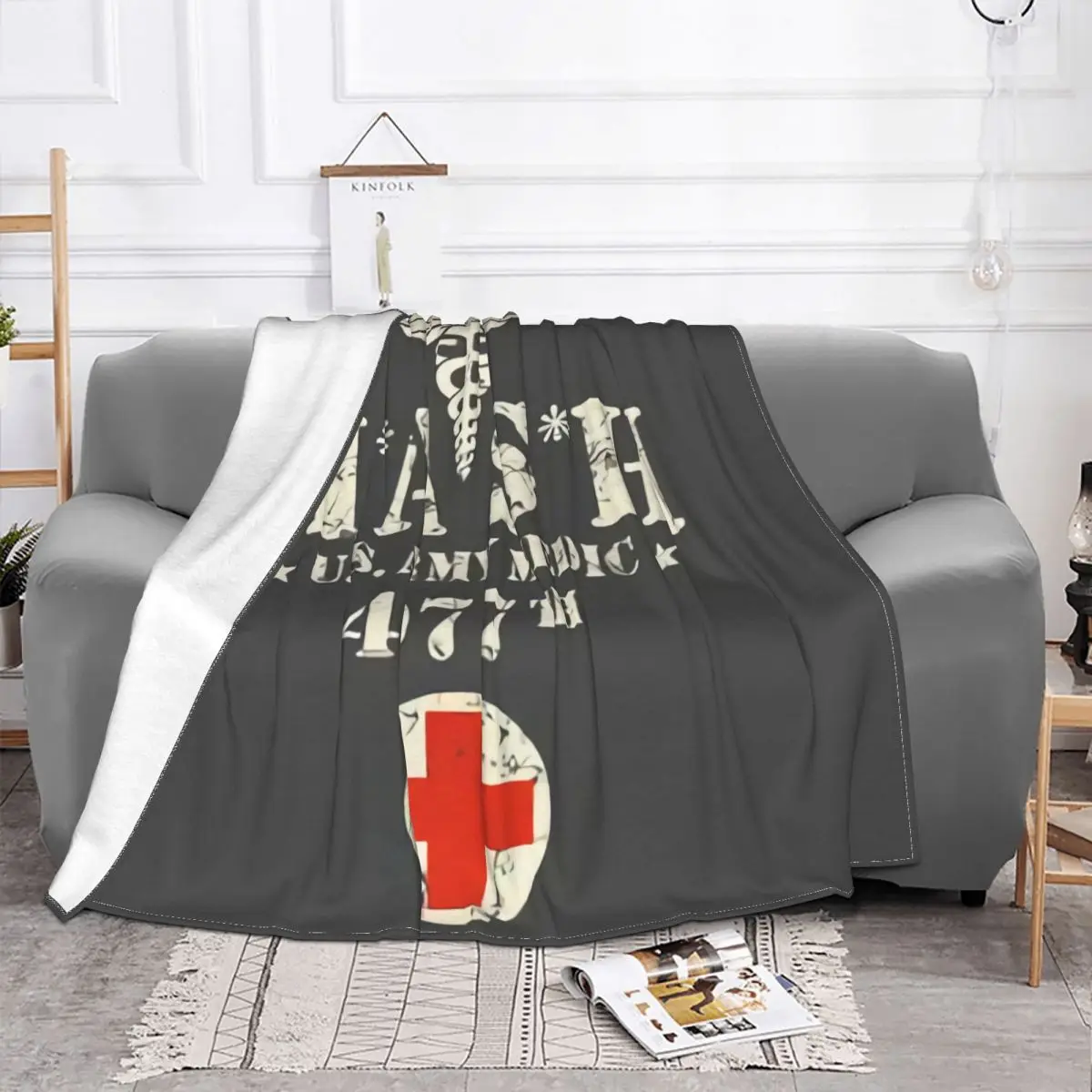 Mash ( Distressed Design ) Blanket Fleece Flannel 4077 4077th Hawkeye Kinger Alan Alda War Throw Blankets for Sofa Bedroom Quilt