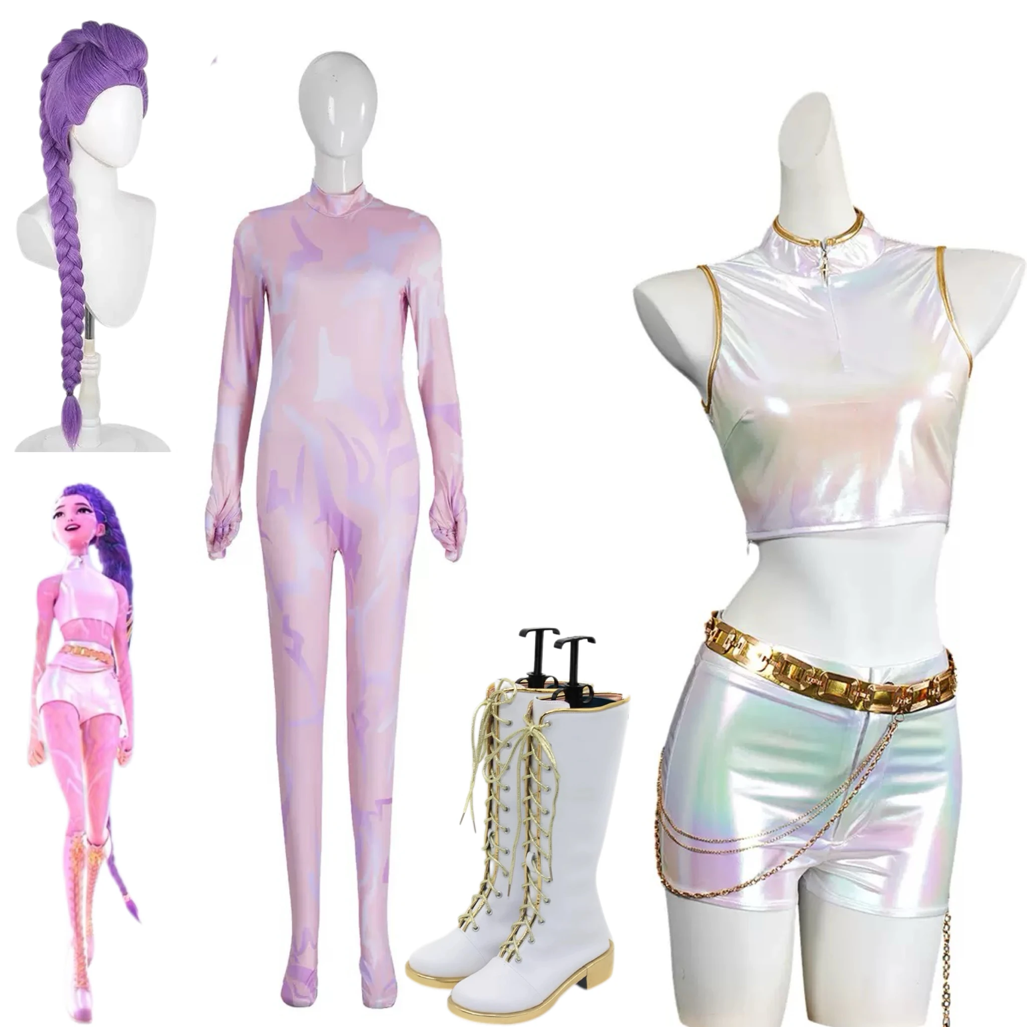 

Rumi Cosplay Costume Kpop Demon Disguise Hunters Halloween Carnival Party Suit