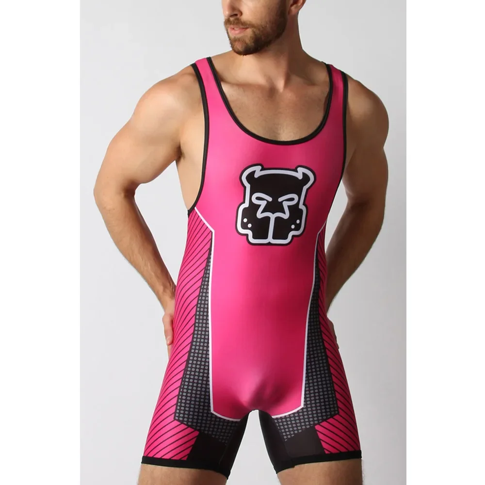 

2023 Wrestling Singlets Suit Boxing One Piece Bodysuit Iron Men Gym Sport Fitness High Elastic Sleeveless Weightlifting Skinsuit