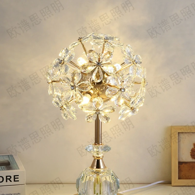 

TWR new modern crystal bedside lamp bedroom living room light luxury warm romantic high sense creative ornament