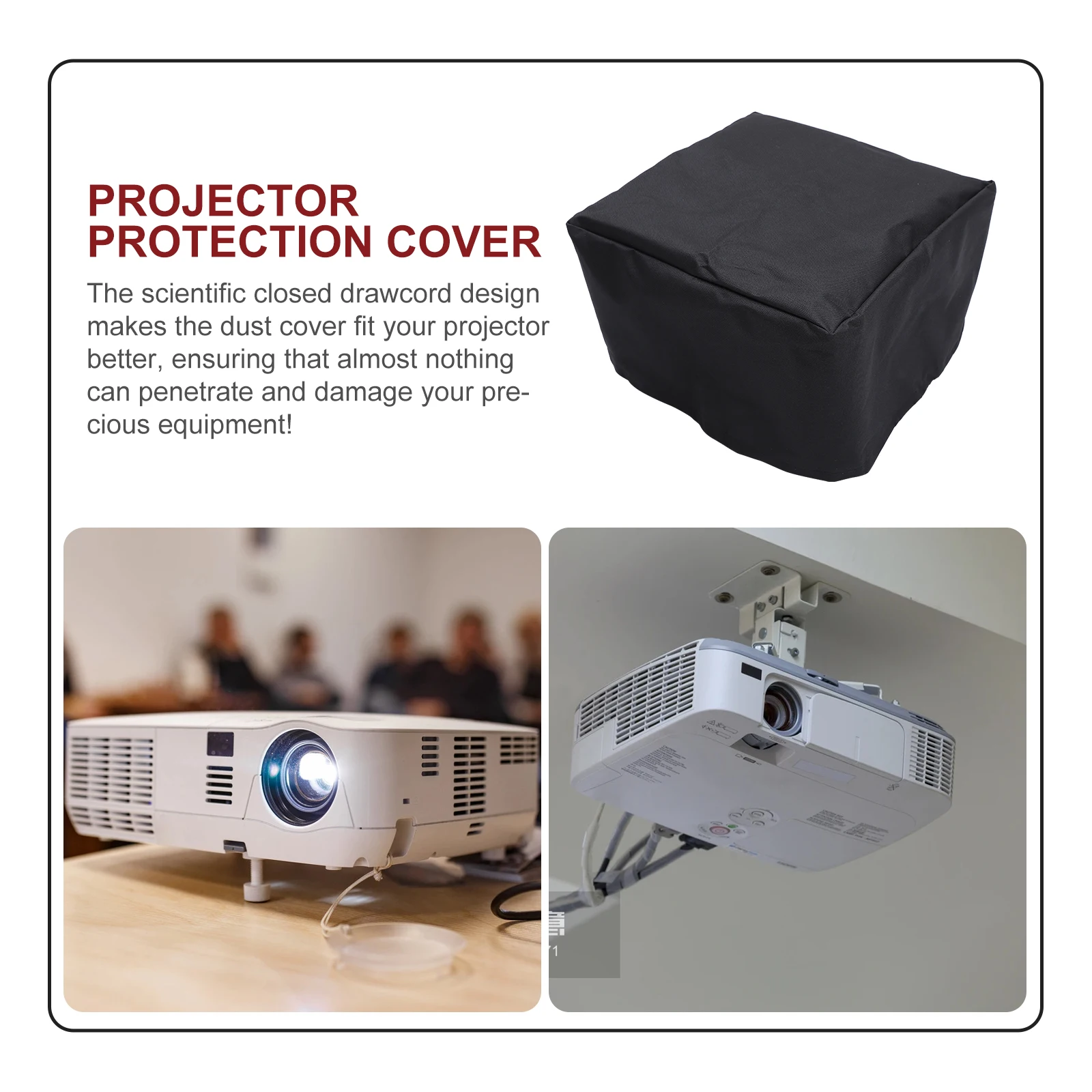 

Projector Dust Cover Protector Waterproof Furniture Covers Black Foldable Easy Storage Dustproof Fits Most Projectors