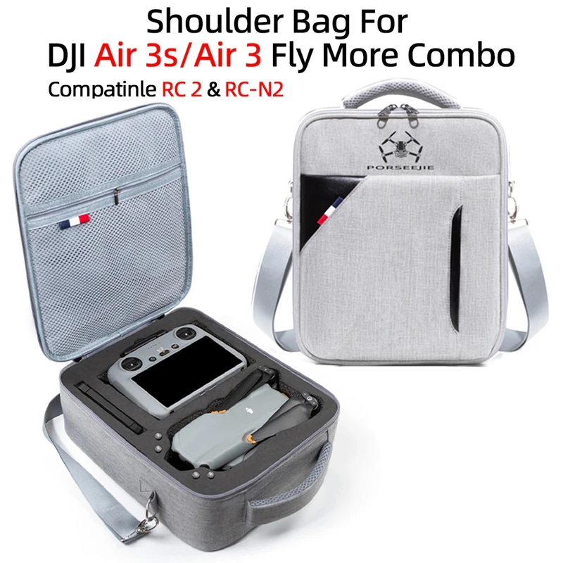 For DJI AIR3/3S Drone RC-N2/3 RC 2/3 Remote Controller Single Shoulder Storage Bag Case Shock-absorbing Protection Box Handbag