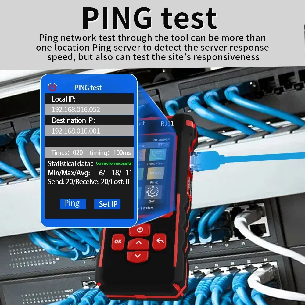 NF-859GK Line Finder Network Tester Red Light Single Head Crimping Length Breakpoint IP Scanning PING Charging Type circuit