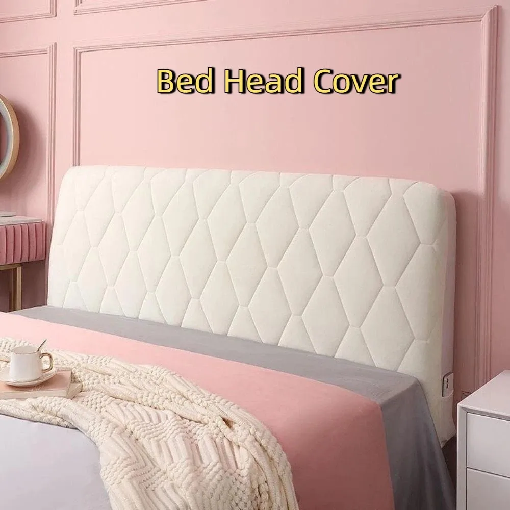 

Velvet Quilted Bed Head Cover Thickened Solid Color All-inclusive Headboard Cover Soft Dustproof Bedside Cover Girl Bedroom