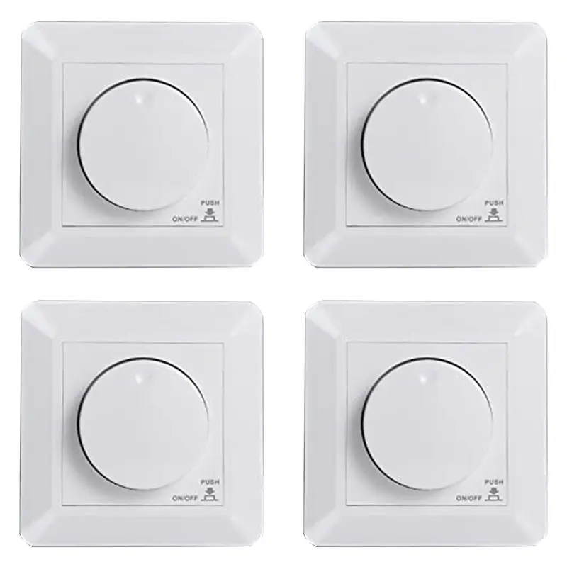 4X LED Dimmer Switch, Flush-Mounted Dimmer For Dimmable LED And Halogen, 5-300 W Dimmer Switch LED, Phase Control Dimmer
