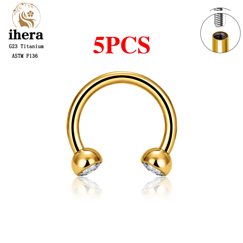 5/50PCS G23 Titanium Labret Lip Ring Interne Draad Septum Neusringen CZ 16G Stud Oorbellen Tragus Wenkbrauw Piercing Lichaam sieraden
