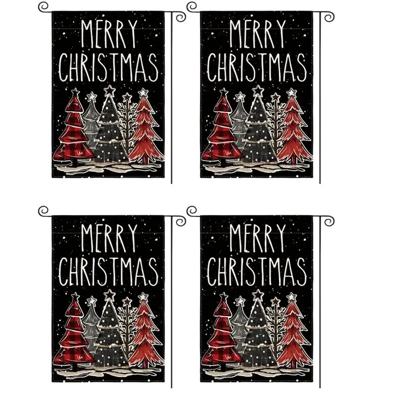 A74E-Christmas Garden Flag Outdoor Yard Decoration Polyester Three-Layer Merry Christmas Garden Flag