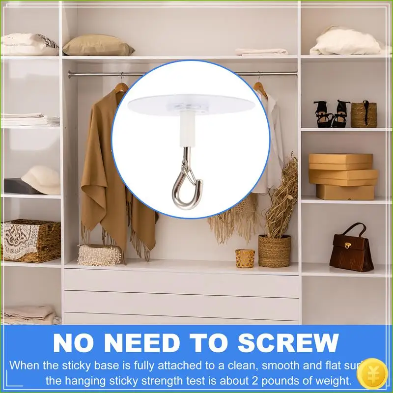Stick Ceiling Hooks Heavy Duty Self-Adhesive Water Resistant Hooks For Ceiling Multifunctional Hooks For Wind Chimes
