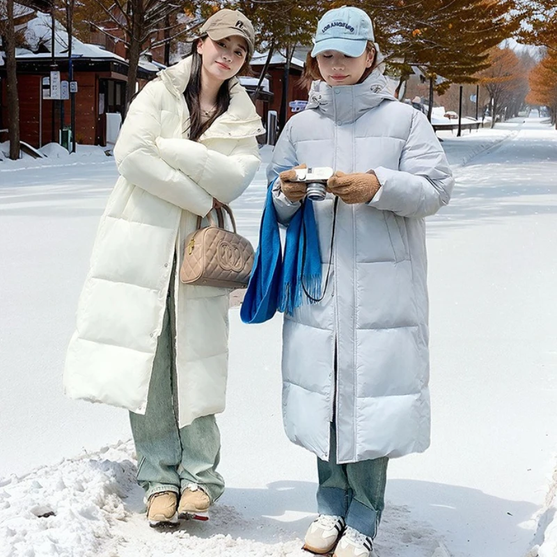 

Women Hooded Parkas Coat Maxi Long Overcoat Solid Zipper Full Lenth Sleeve Jackets Thick Casual Office Lady Autumn Winter 2025