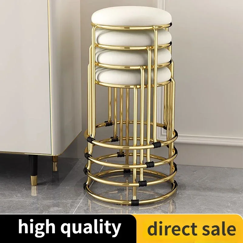 

Light Luxury Stools Stackable Low Circular Stools Modern Minimalist Dining Chairs Benches Nordic Small Stool for Household Use