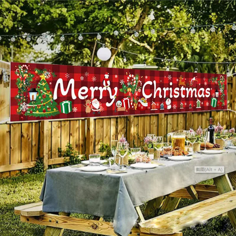 Outdoor Christmas Banner Flag Merry Christmas Decorations For House Garden Outdoor Holiday Atmosphere Decoration Layout Decor