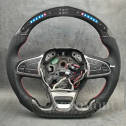 LED Racing Sport Steering Wheel For Renault Koleos Kadjar Megane 4 Talisman 1.6 Tec 2017 2018 2019 Carbon Fiber Steering Wheel