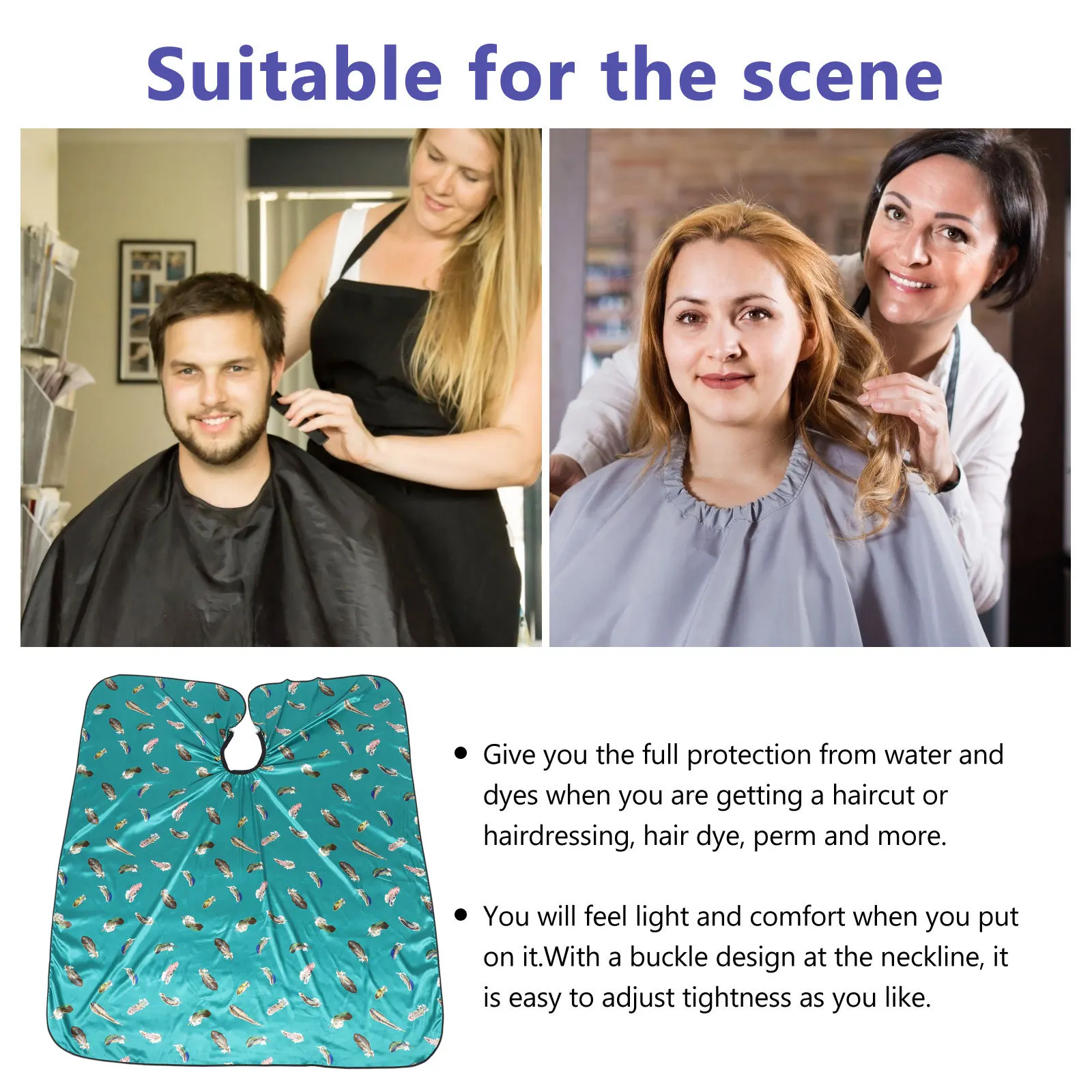 

Haircut Barber Apron Styling Cape Hairdressing Gown Breathable Waterproof Buckle Fastener Professional Multipurpose Cape For Men
