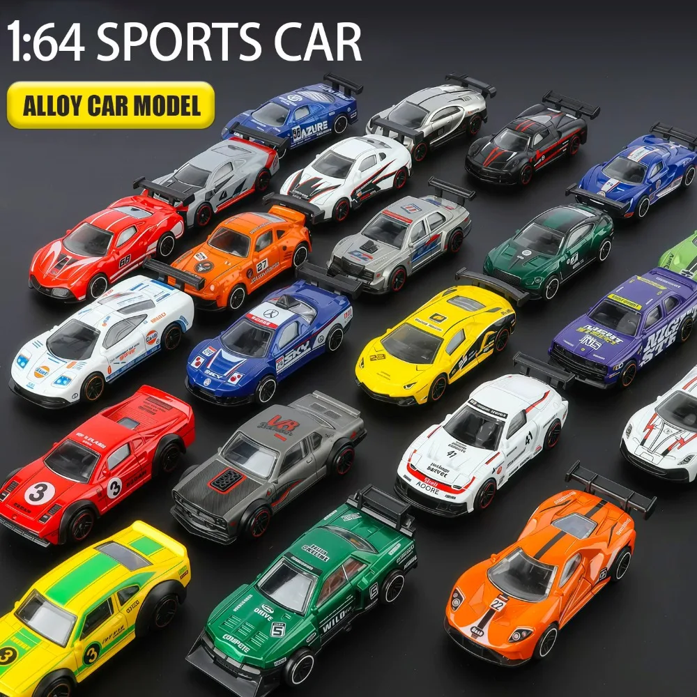 1:64 Scale Alloy Diecast Sports Cars Models Toys Slide Forward Durable Impact Resistant Miniature Vehicles Special Holiday Gifts