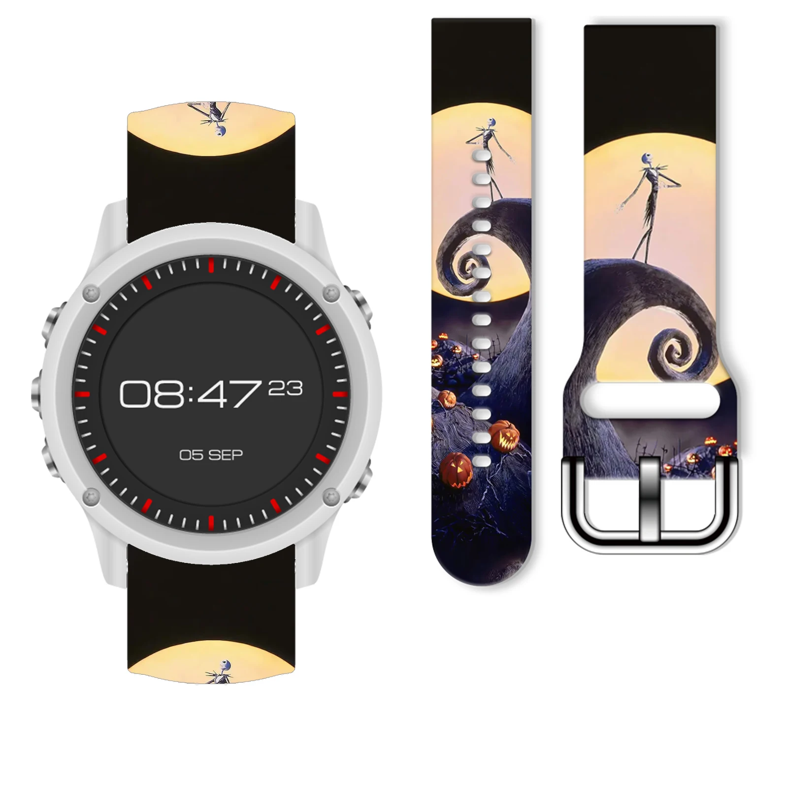

MINISO 20 мм ремешок для часов с принтом ночного террора для Samsung Galaxy Watch 7 6 5-полосный сменный браслет для Xiaomi Huawei Watch